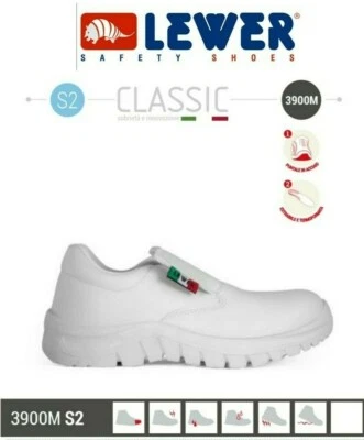 SCARPA CUOCO ANTINFORTUNISTICA CUCINA BIANCO E NERO MADE IN ITALY S-2 LEWER