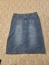 Vintage Unionbay  Womens Denim Skirt Size Blue Side Splits Below Knee 13
