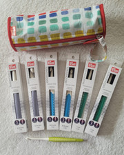 Preowned Set of 7 Prym Crochet Hooks with Prym Case Sizes Q,Q,M,M,7,7, and J
