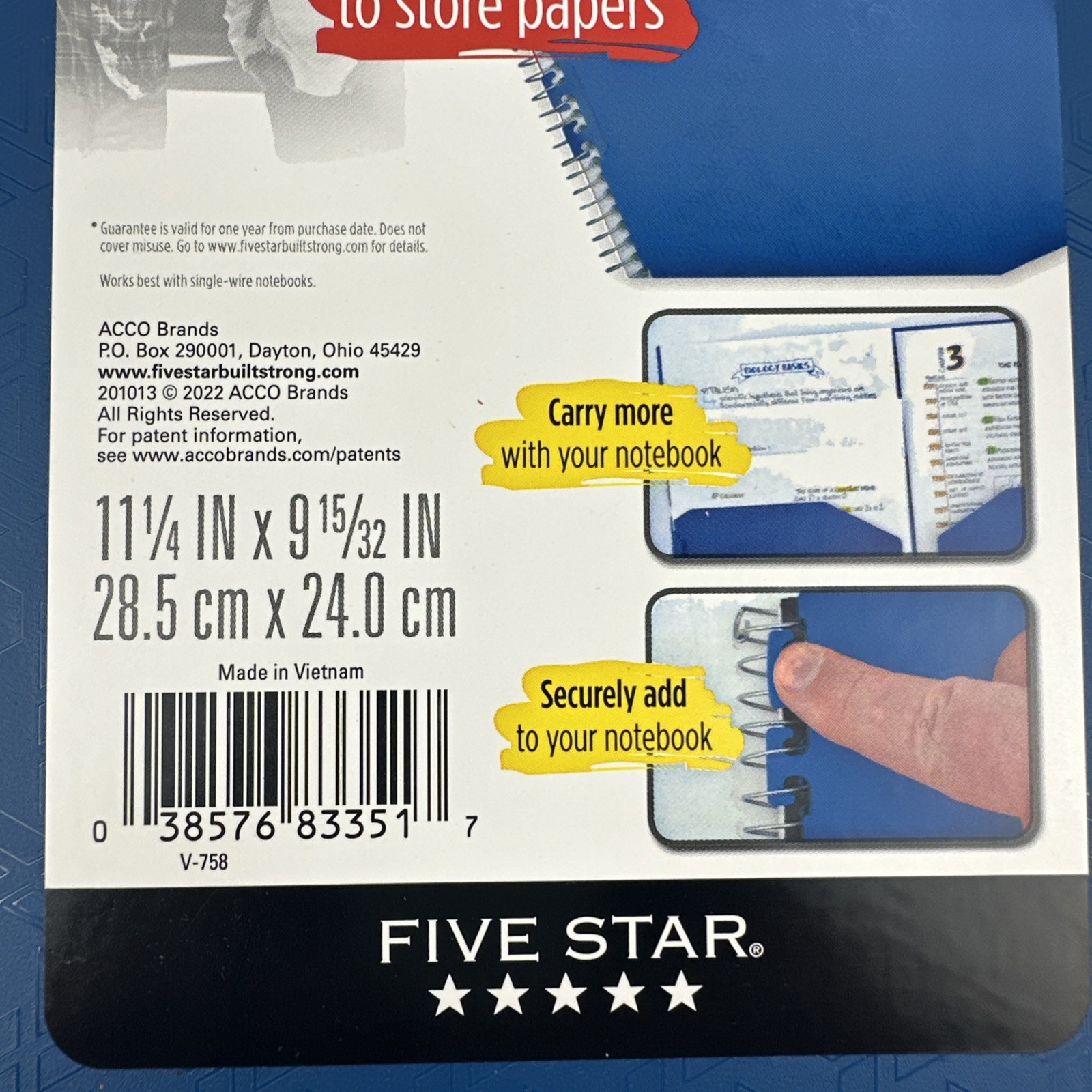 Mead Five Star Blue Plastic Notebook Organizer Folder Tabbed Pockets Lot of 2
