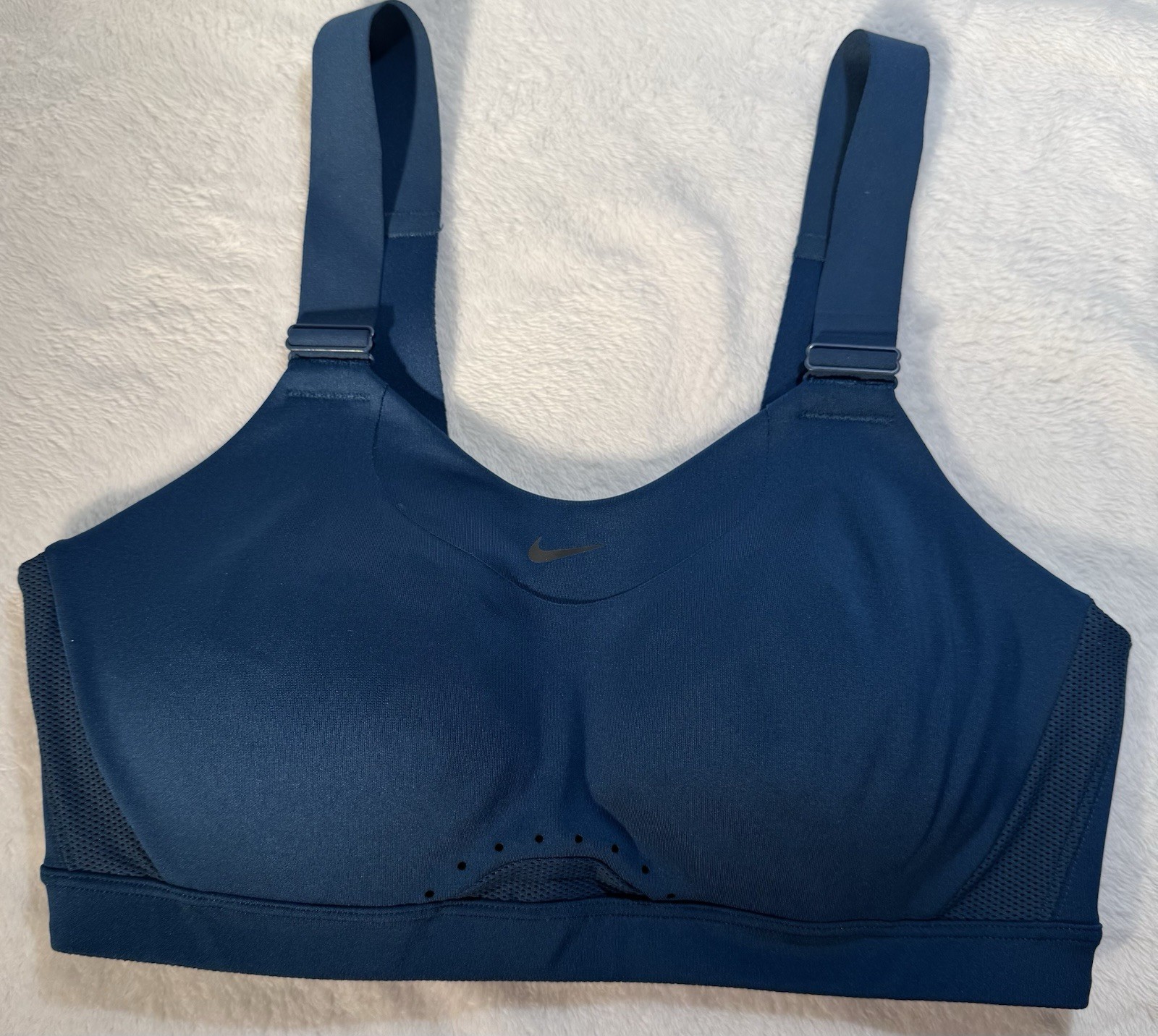 Nike Wireless Sports Bra Solid Blue Logo Hook & Eye MD Women