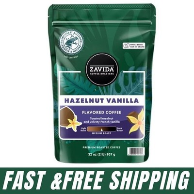 Zavida Whole Bean Coffee Hazelnut Vanilla Medium-Roast, 32 Ounce