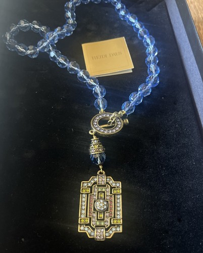 Heidi Daus Blue Crystal Art Deco Necklace