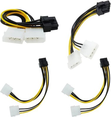 4 Pack 8-Pin PciE to Molex Dual 4-Pin Graphic Video Card Power Cord Y Splitter 2