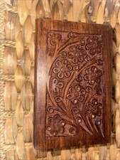 Beautiful Hand Carved Wooden Trinket Box Rosewood with Wooden Panel Underneath