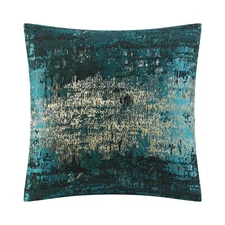 Mid-Century Modern Throw Pillow Covers 24x24, Teal and Gold Abstract Jacquard...