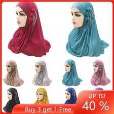 Islamic Shawl Amira Hijab Caps Women Muslim Hijab Flower Scarf Shayla Headscarf