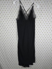 Victorias Secret Long Strappy slit dress Lingerie lace lined SMALL nightie sleep
