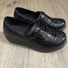 Judith Slip Resistant Mule Clogs Nurse Comfort Black Croc Patent Leather Sz 8.5