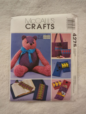 McCall's Pattern 4275 Fat Quarter Bear Bag Case Bookmark Journal Cover Uncut