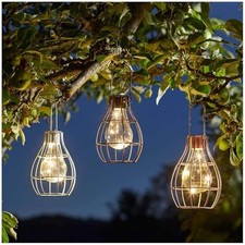 Silver Eureka Firefly Solar Powered Lantern Garden Light Table Top Or Hanging