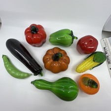 Murano Style Art Glass Hand-Blown Fruit and Vegetables 9-Piece Set