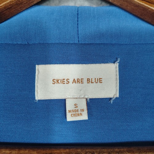 Skies Are Blue Blazer Damen klein blau Stretch vorne offen Jacke Preppy Karriere - Bild 9 von 12