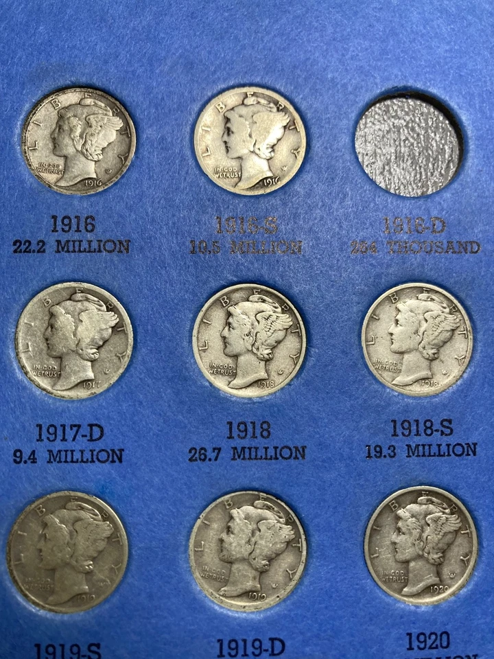 1916-1945 Mercury Dime Collection Nearly Complete Set 76 Coins (-16-D)90% Silver - Image 2 of 4