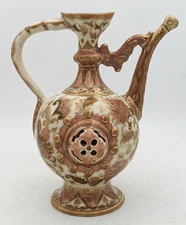 ZSOLNAY PECS PERSIAN SAFAVID STYLE POTTERY EWER c1900