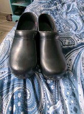 Sanita The Original Danish Clogs Black Leather Sz 37 US 6.5 / 7 Comfort Slip On