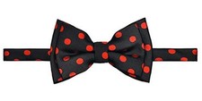 Classic Polka Dots Woven Microfiber Pre-tied 8 - 10 years Black With Red Dots