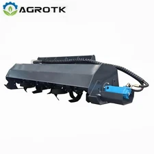 Agrotk 72in Skid Steer Hydraulic Rotary Tiller with 32Pcs Blade Attachment Black