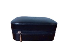 Black Travel Jewelry Case Faux Leather Zip. Velvet lining excellent condition.