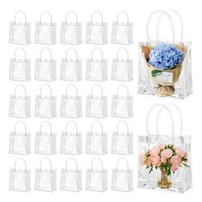 50 Pcs Clear Gift Bags with Handles Plastic Gift Bags Transparent Reusable4643