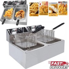 20L Commercial Electric Deep Fryer Fat Chip Twin Dual Tank Stainless Steel NEW🔥