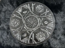 Bohemia Crystalex Pinwheel Etched Vintage Crystal 11”Server Cake Plate 3 Footed