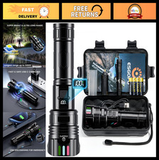 Ultra Bright 100000 Lumens LED Flashlight, USB-C Rechargeable, Strong Durable