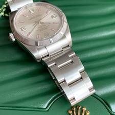 Rolex Air-King 114210 Automatic Wristwatch - Rare Pink 3-6-9-12 Numerals Dial 10