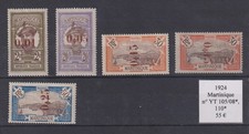 5 timbres MARTINIQUE 1924 n° YT 105/08*, 110* - cote 55 €