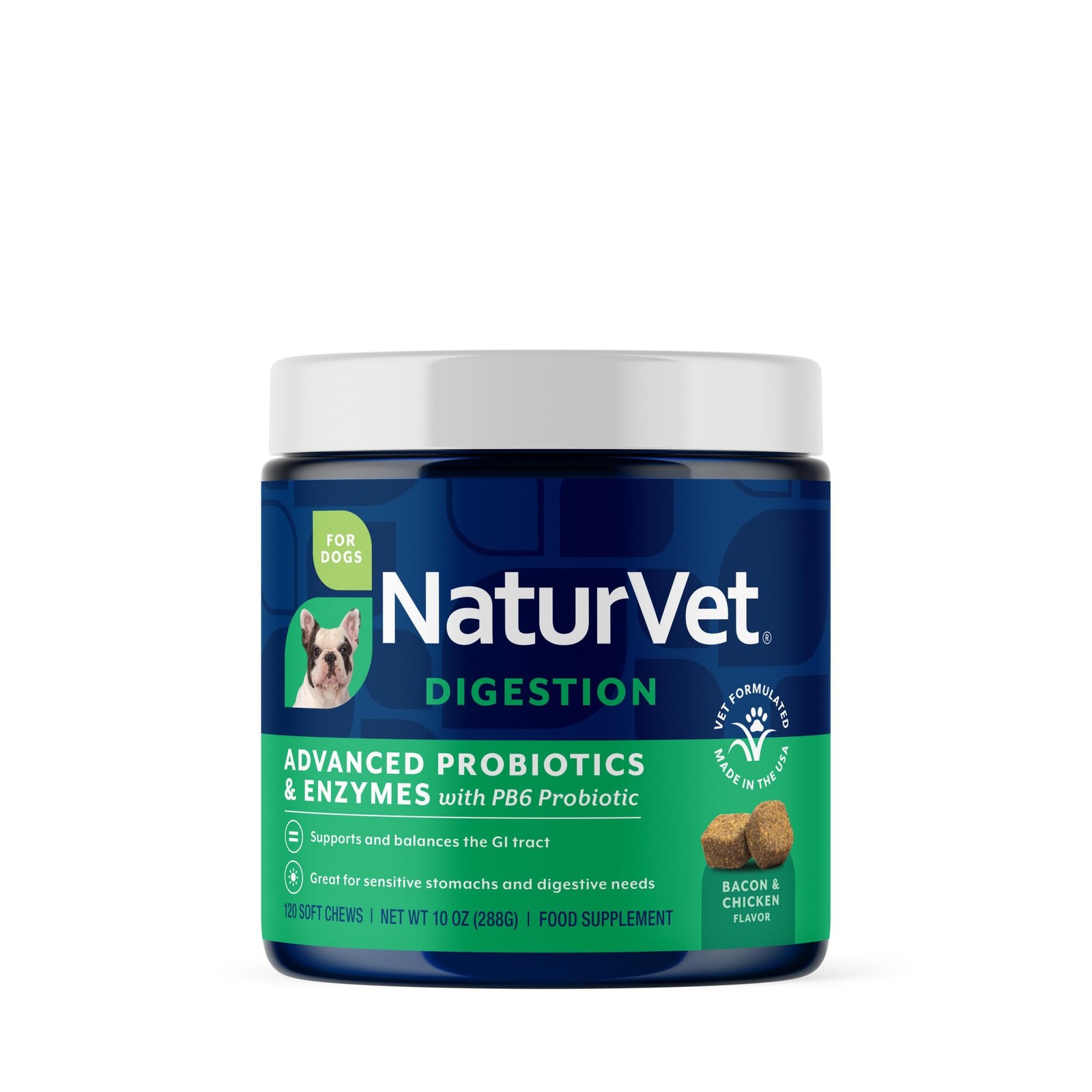 Chews 120 Count Soft NaturVet Advanced Probiotics Enzymes He