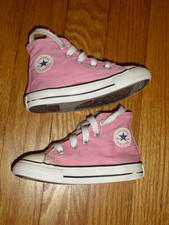 Converse Chuck Taylor All Star Pink Toddler Girl's High Top Shoes, Size 6 USED