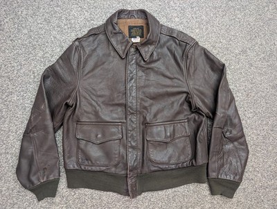 ジャケット・アウター AVIREX A-2 leather jacket flight jacket AVIREX TYPE A-2 AUTHENTIC VINTAGE LEATHER FLIGHT JACKET MEN SZ 44