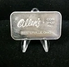 Vintage Allen's COIN SHOP INC Westerville Ohio 1 Troy Ounce .999 Silver Bar 7567