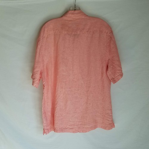Onia 100% Linen Pink Button Front Short Sleeve Shirt Men's Size XL - Picture 4 of 5