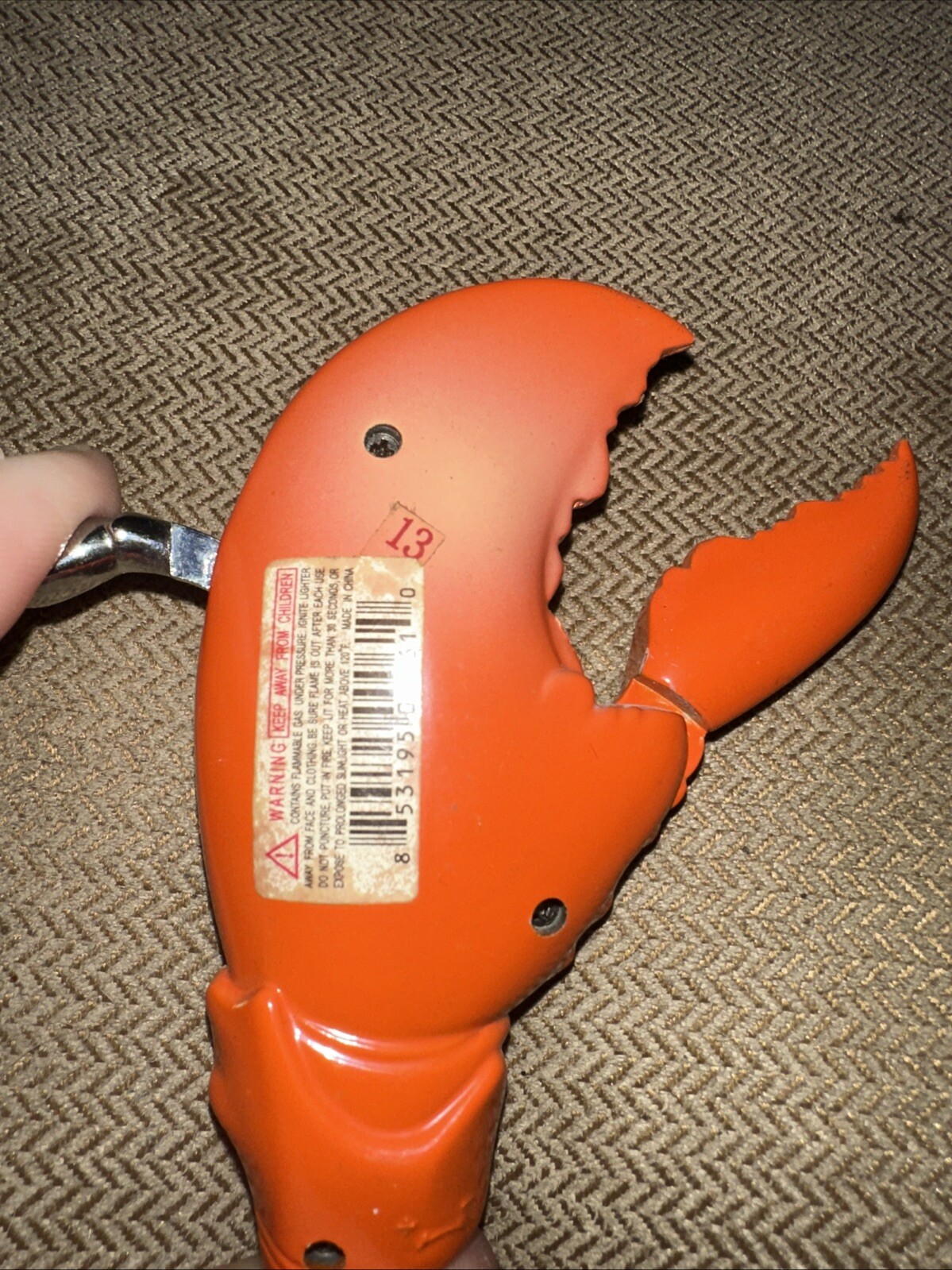 Lobster Claw Cigarette lighter-vintage Orange