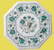 18" Marble Kitchen Coffee Corner Side Table Top Inlay Mosaic Bird wall decor