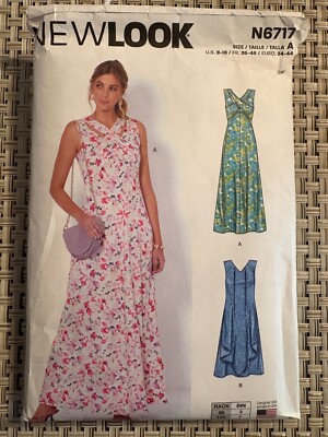 Simplicity NEW LOOK N6717 MISSES MAXI DRESS Sz 8-18 Criss-Cross Plus V Sleeveles