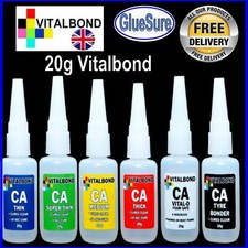 20g Vitalbond Super Glue model cars plastics,metal,balsa wood,leather,No mixing