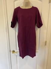 Duppoly Size 10 Purple Round Neck Party Office Sheath Dress Short Sleeve