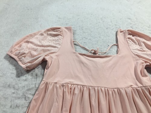 NEW BCBG Paris Dress Womens L Large Peach Square Neck Lace Sleeve Stretch - Picture 4 of 14