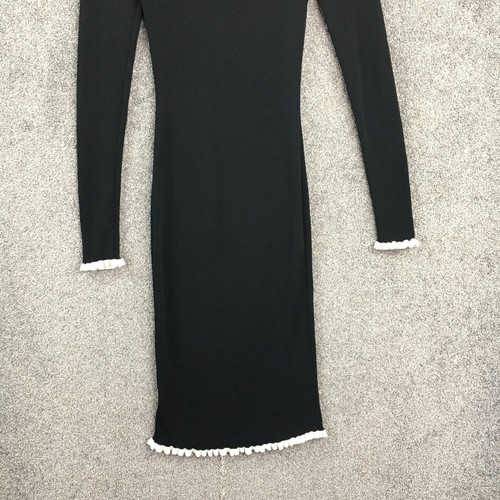 H&M knit dress size M black midi long sleeve ruffle collar Wednesday Addams goth - Picture 17 of 18