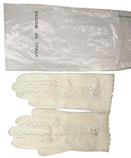 New Elegant Beautiful Women's Vintage Madova White Leather Gloves Italy Sz Small