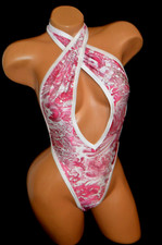 Exotic Dancewear Stripper Wear One Piece Adjustable Thong Back Romper "Glows"