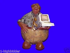 SIGNED 1995 Dilbert Fat Computer IT Guy Painted Ceramic Figure Paper Weight 5"