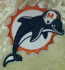Miami Dolphins Old Style 3.5" Iron On Embroidered Patch ~Free Tracking!