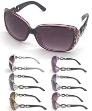 New Womens Rhinestones Square Wrap Sunglasses Designer Fashion Multiple Colour