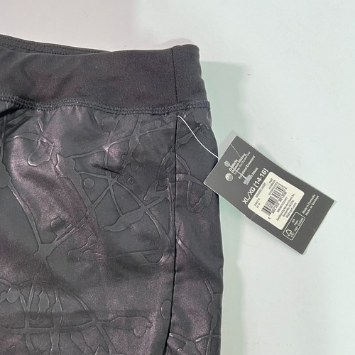 ATHLETIC Big Girls Running Shorts Black Paint Splatter With Liner, Sz XL(14-16) - Picture 3 of 10