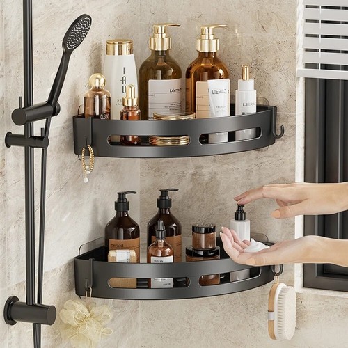 No-Drill Bathroom Shower Caddy, Shampoo Holder and Towel Rack Storage Shelf