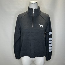 PINK Victoria s Secret Quarter Zip Pullover Sweatshirt Women's Size Small Gray