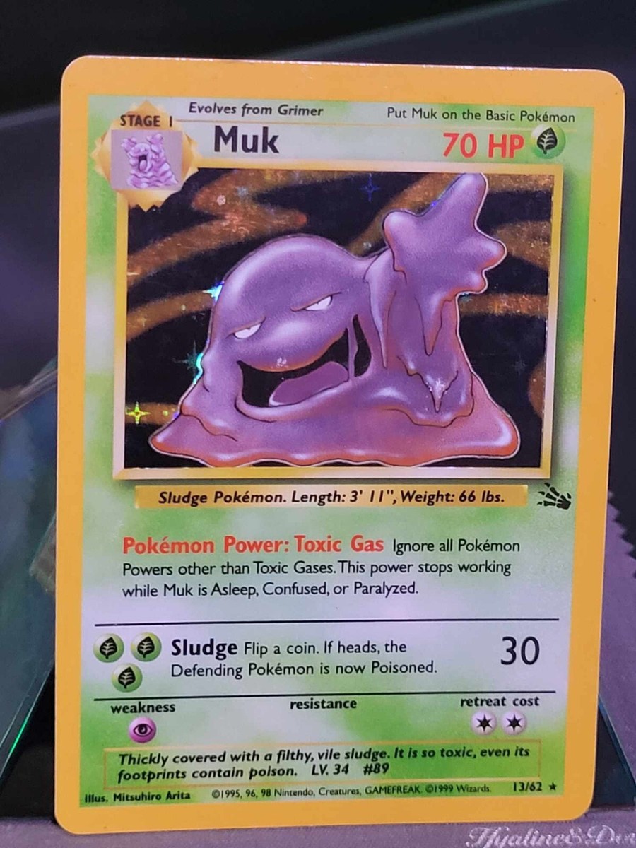 1999 muk pokemon card Micro Holo Shift* 1999 Pokémon WOTC Muk Fossil set Holo Rare Unlimited  13/62 LP